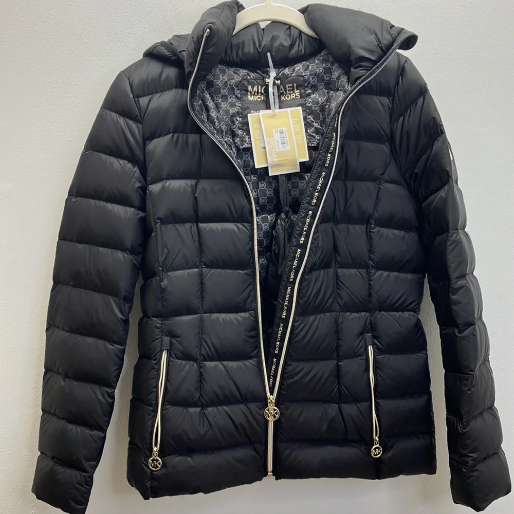 Michael Kors Women's Hooded Packable Down Shine Puffer Coat Size Small New
